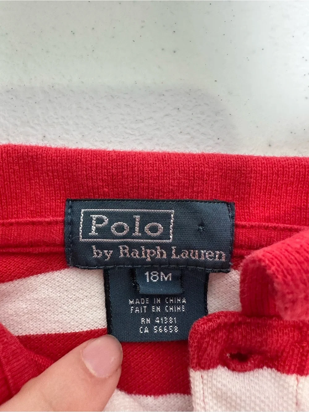 Ralph Lauren Red and White Striped Polo Shirt with Crest
